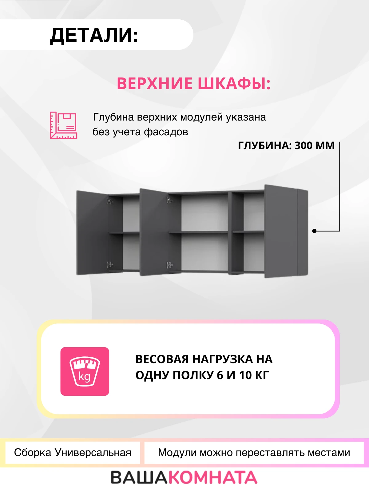 Кухонный гарнитур " Айден " 1,8 метра цвет фасадов Серый графит , ЛДСП, МДФ
